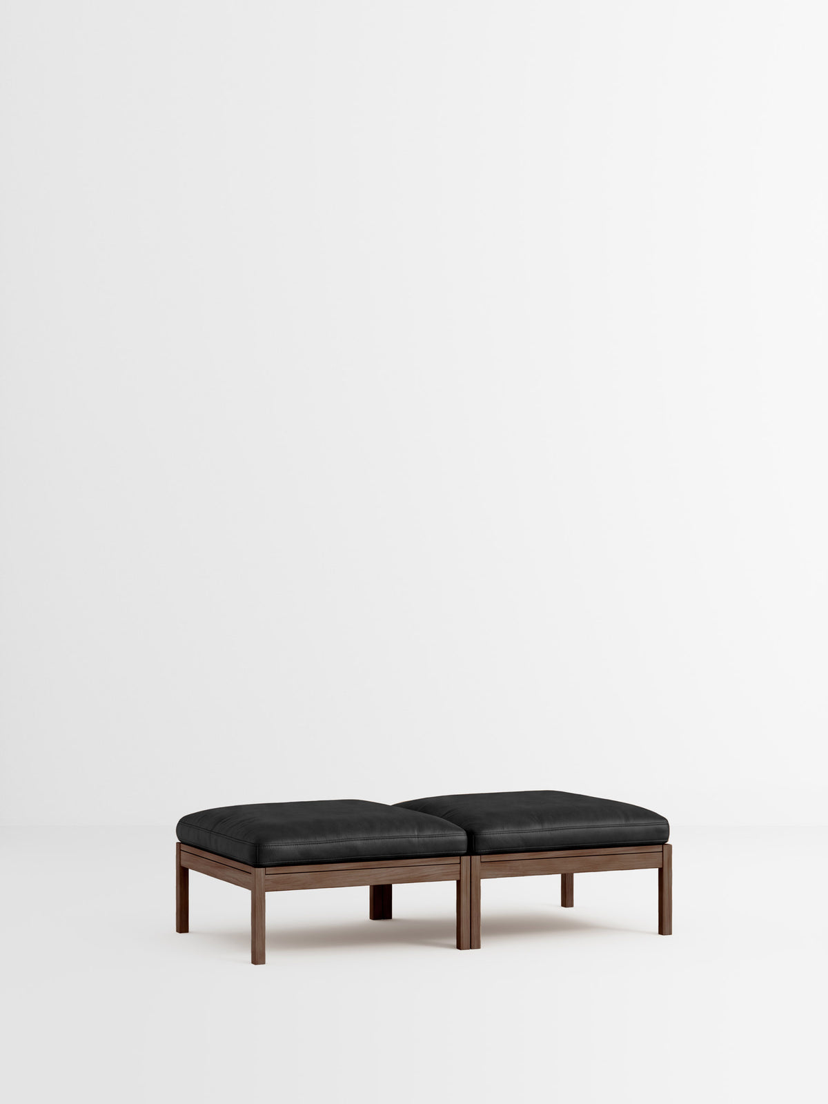 2 Seater Daybed – Leather – Black Leather – Smoked Oak