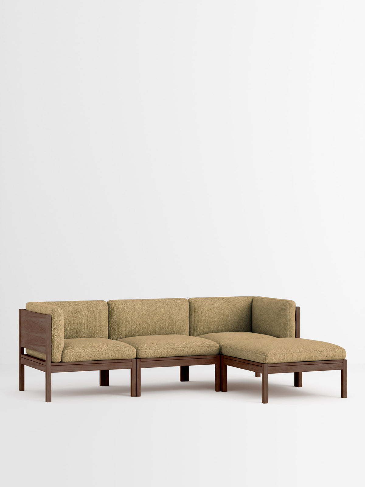 3 Seater Sofa with Sides + Chaise Longue – Moss – Moss 0021 – Smoked Oak